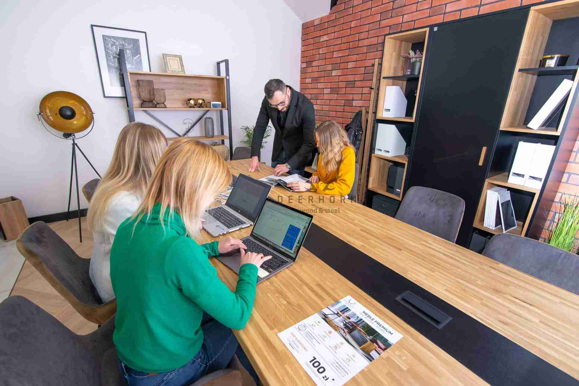 Table de conférence avec plateau en bois 320x120cm avec trous pour câbles
