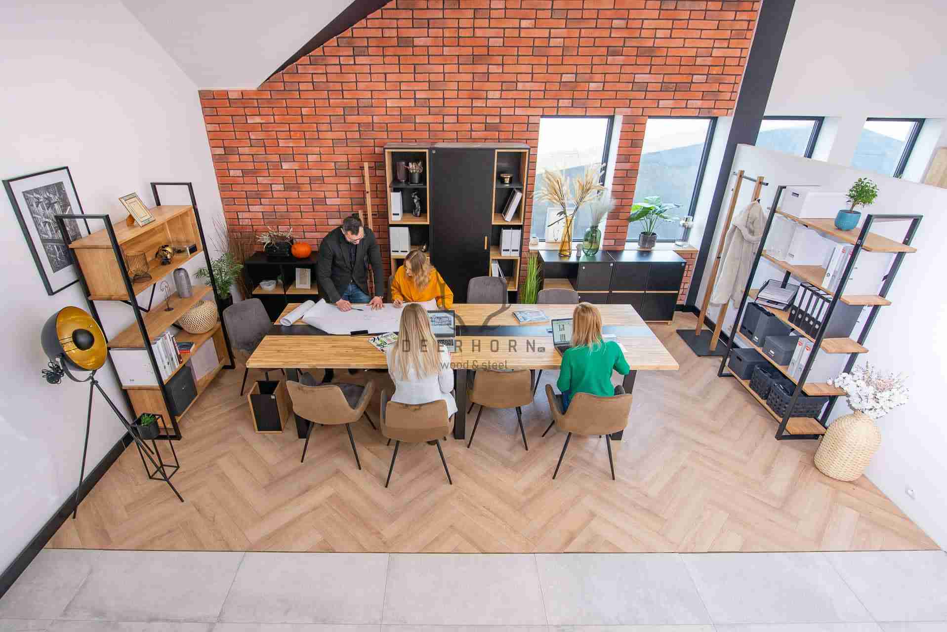 Table de conférence avec plateau en bois 320x120cm avec trous pour câbles