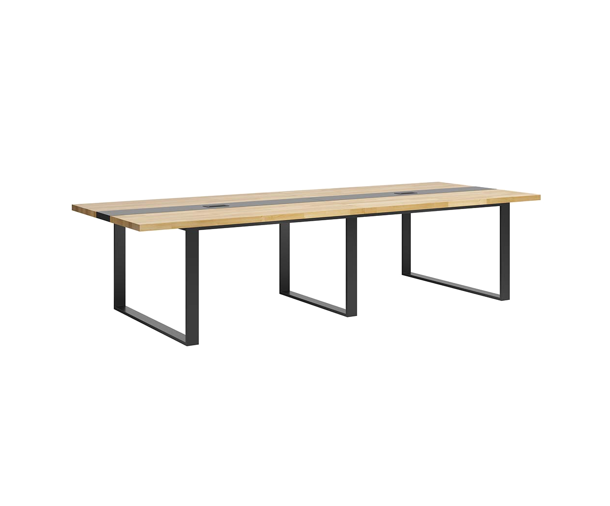 Table de conférence avec plateau en bois 320x120cm avec trous pour câbles