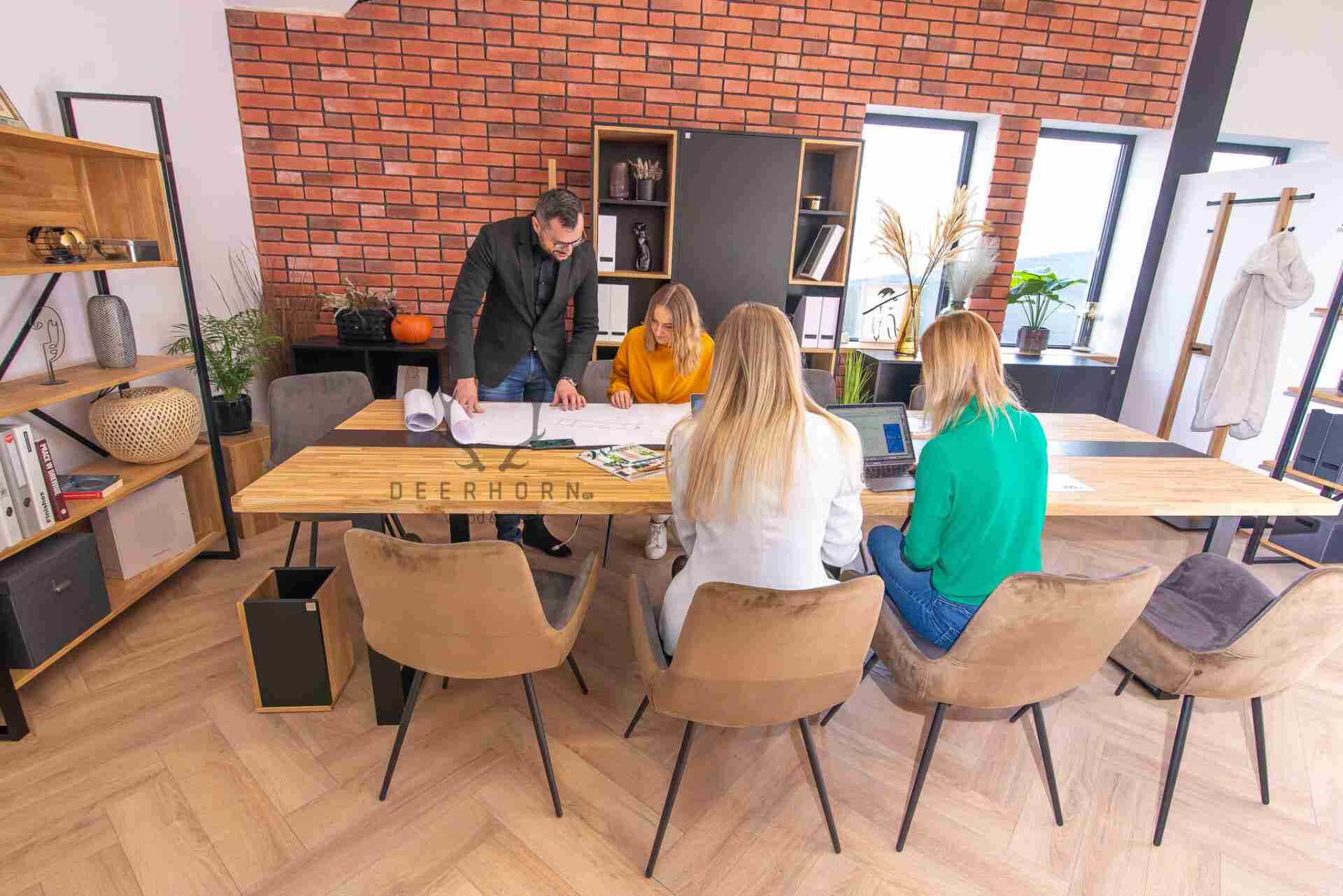 Table de conférence avec plateau en bois 320x120cm avec trous pour câbles