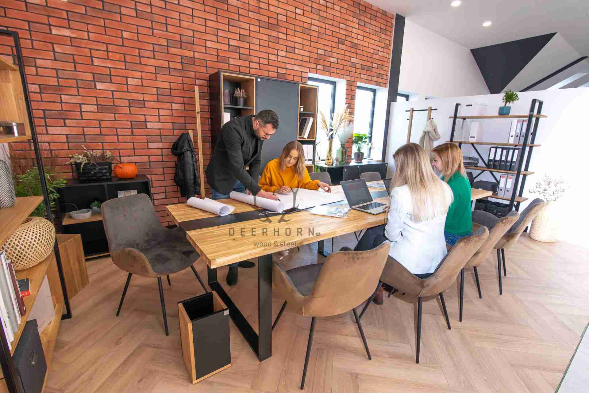 Table de conférence avec plateau en bois 320x120cm avec trous pour câbles