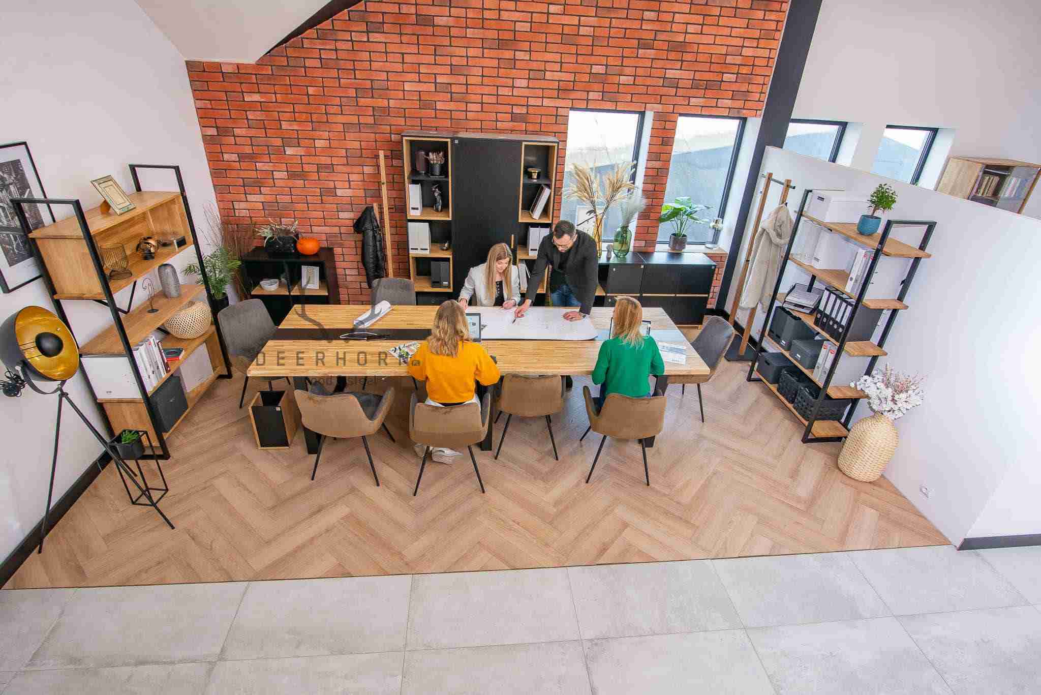 Table de conférence avec plateau en bois 320x120cm avec trous pour câbles