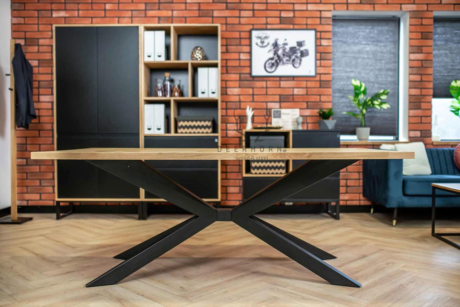 Table araignée en chêne pour salles de réunion, bureaux, maisons 200x100cm