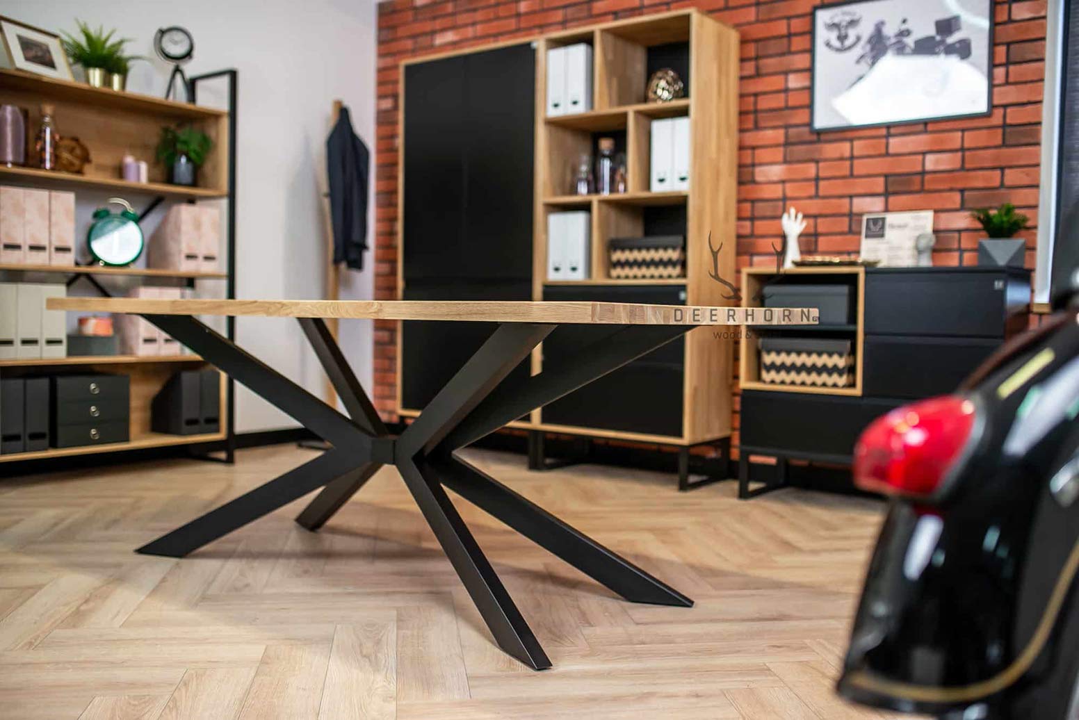 Table araignée en chêne pour salles de réunion, bureaux, maisons 200x100cm