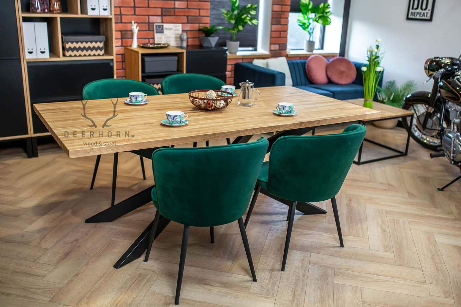 Table araignée en chêne pour salles de réunion, bureaux, maisons 200x100cm