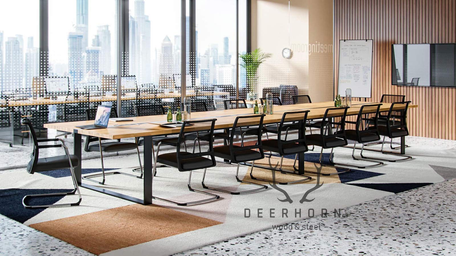 Table de conférence record avec plateau en bois 600x150cm