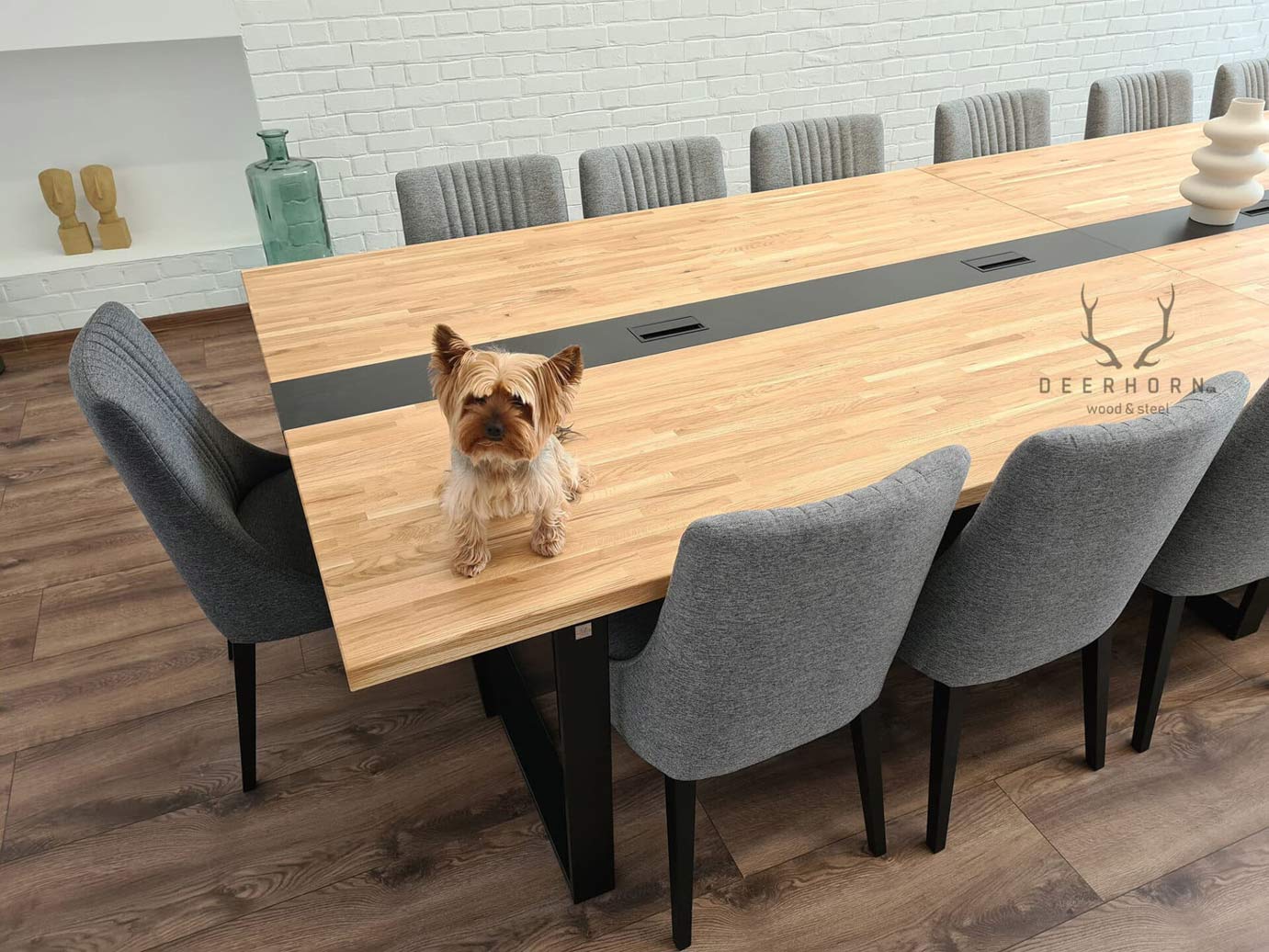 Table de conférence record avec plateau en bois 600x150cm