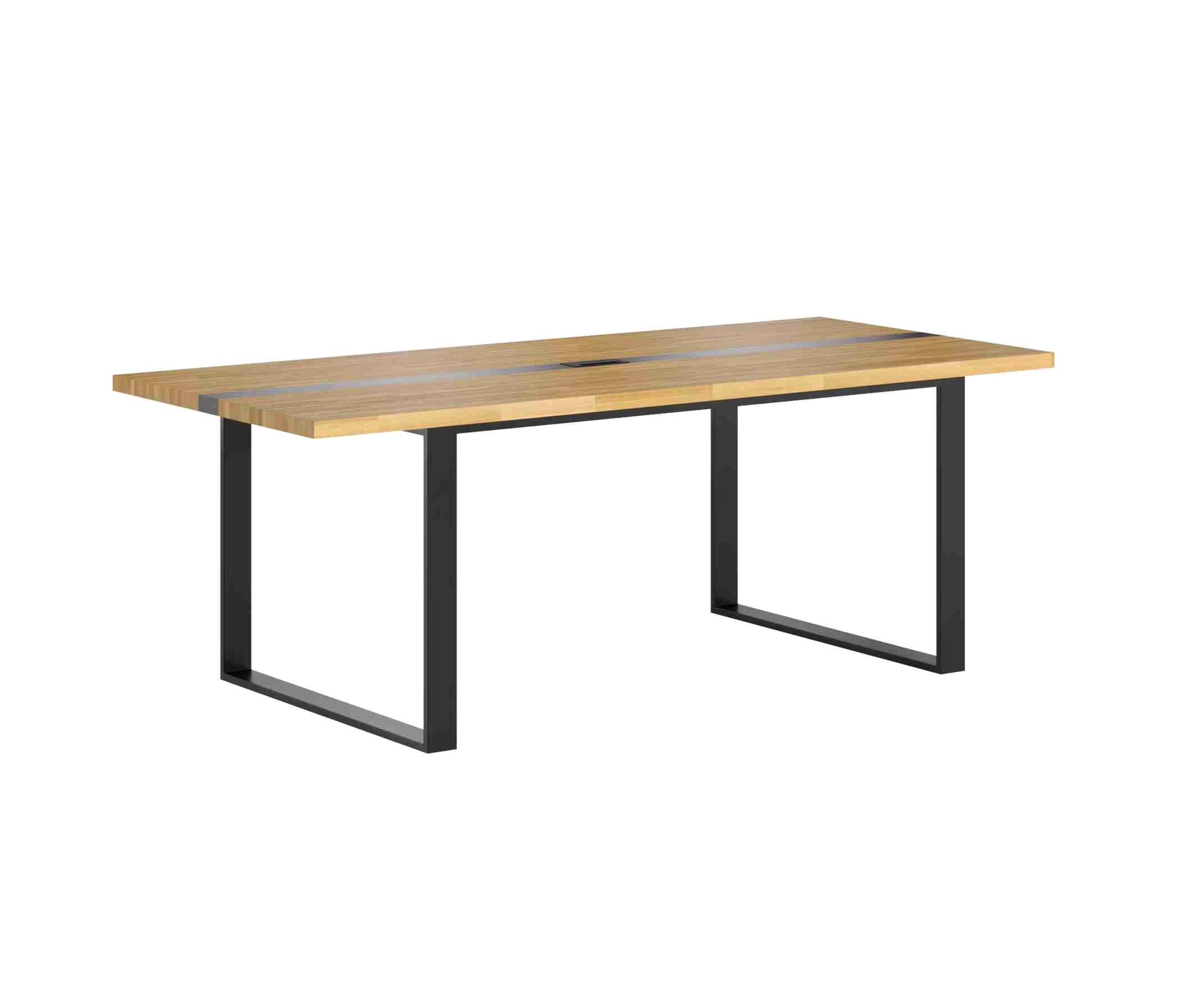 Table de conférence avec plateau en bois 220x120cm avec rail au milieu