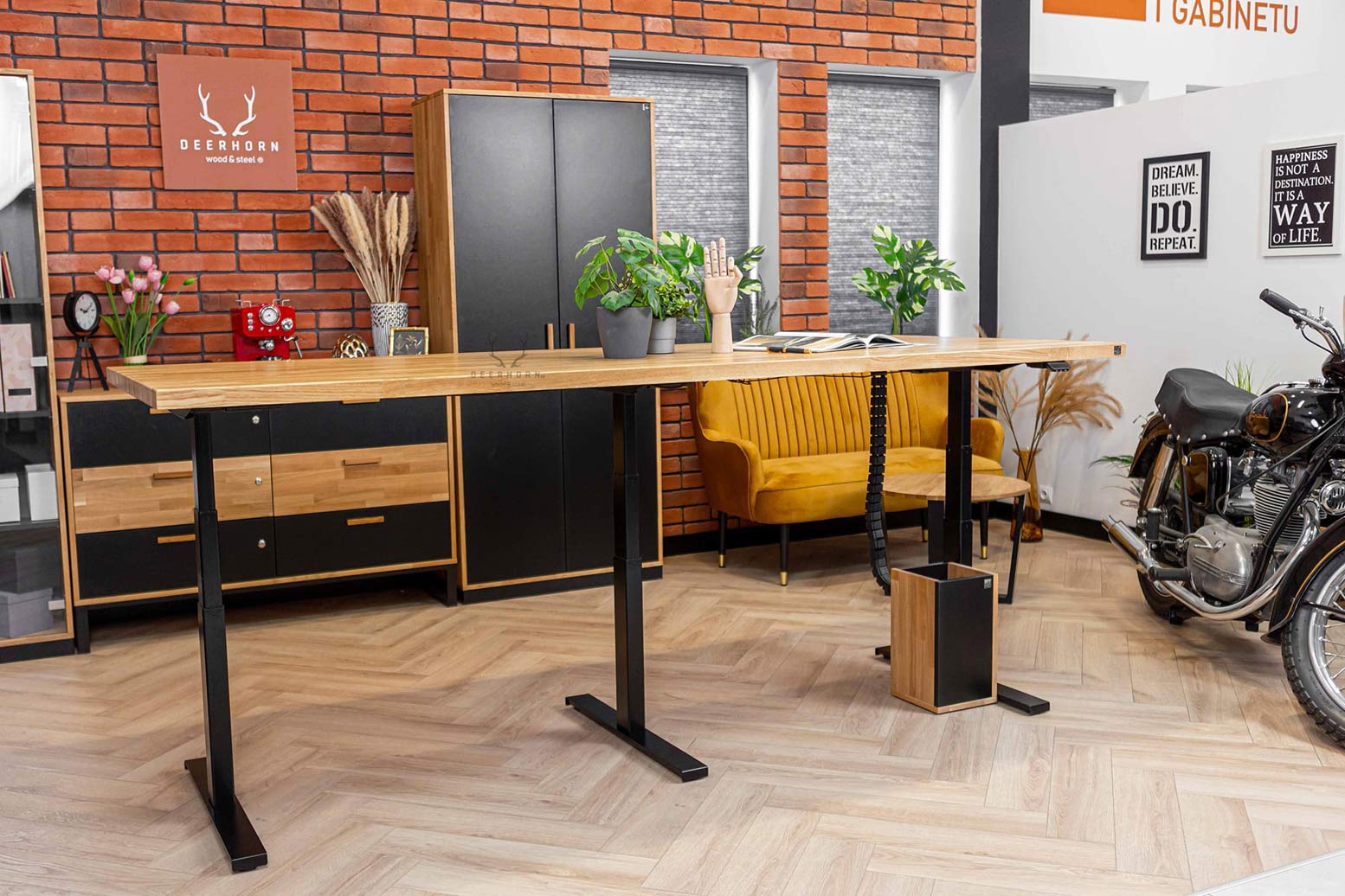 Table de conférence réglable en hauteur pour le travail 250×100 cm