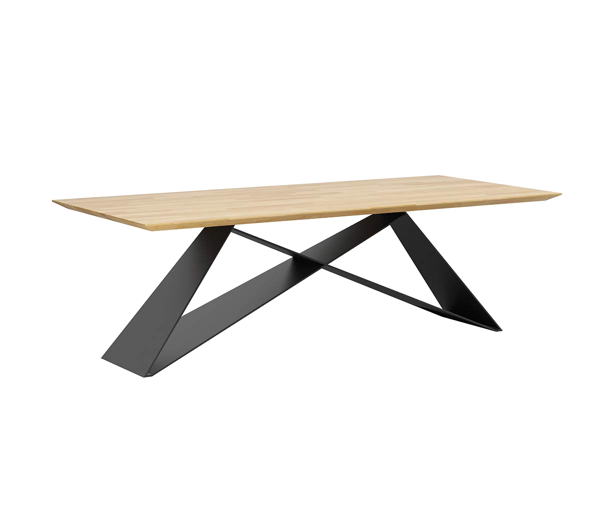 Table en chêne sur structure en acier noir X-line