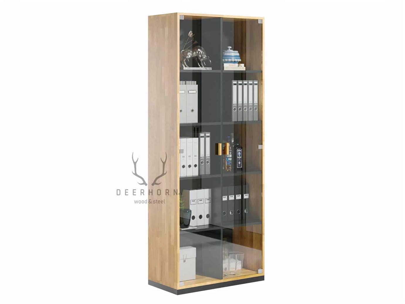 Vitrine en bois pour le bureau et l'étude. 80cm de large