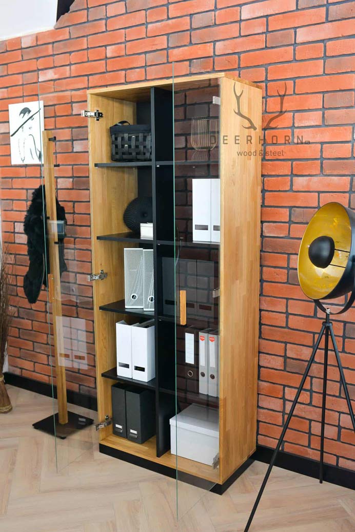 Vitrine en bois pour le bureau et l'étude. 80cm de large