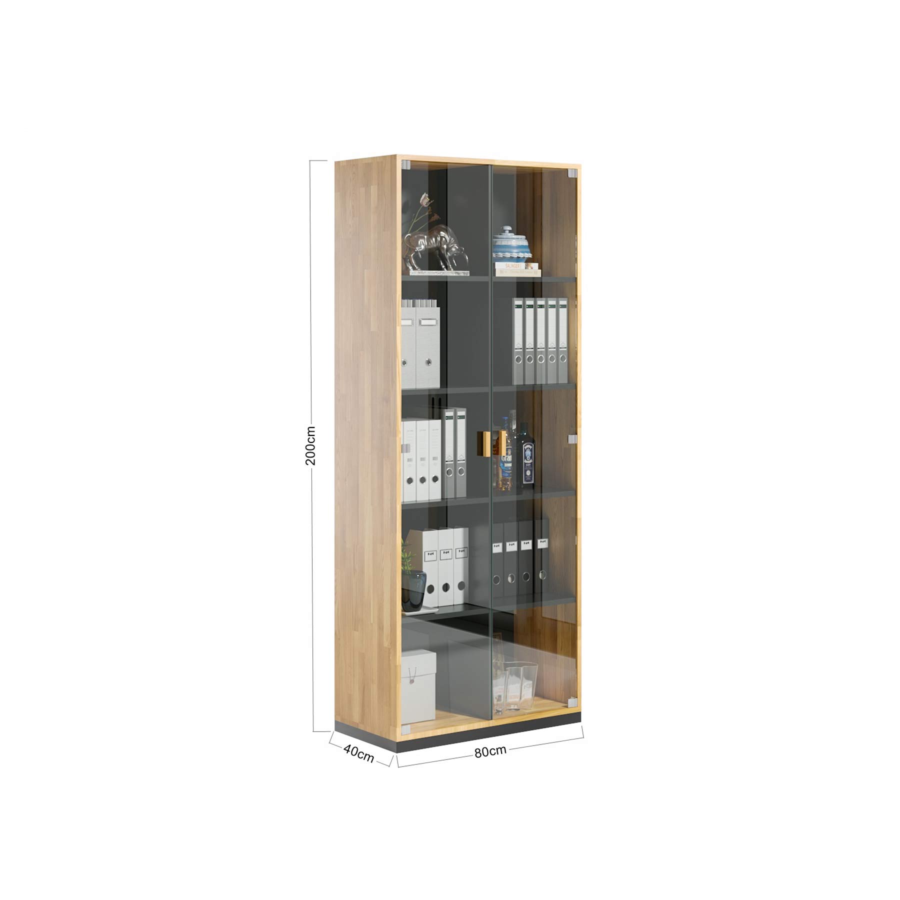 Vitrine en bois pour le bureau et l'étude. 80cm de large