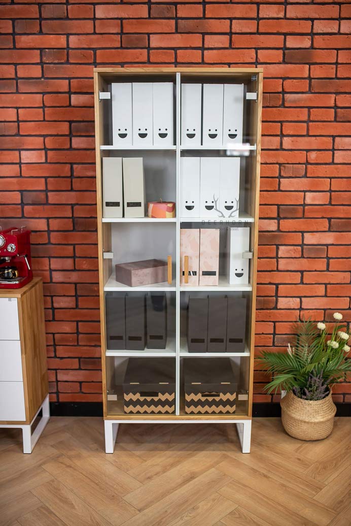 Porte-documents moderne blanc pour bureau et salon sur pieds en métal