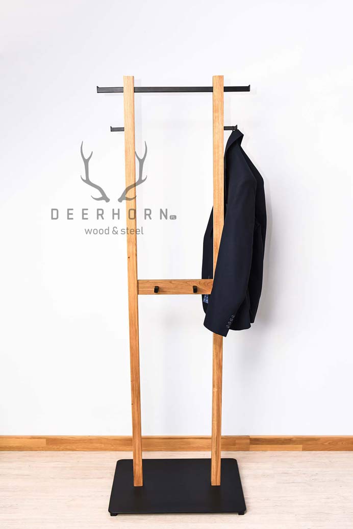 Porte-manteau de bureau en bois et métal loft. Narvi