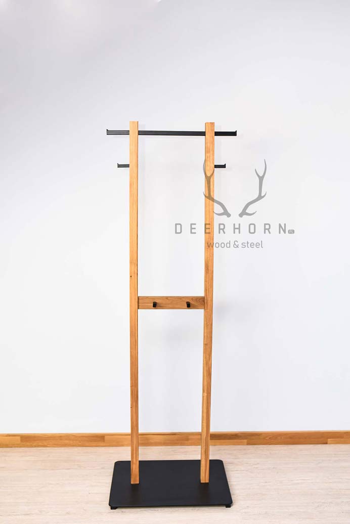 Porte-manteau de bureau en bois et métal loft. Narvi