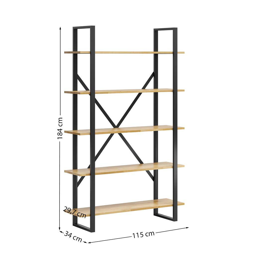Bibliothèque à la mode pour le bureau ou l'étude avec 5 étagères