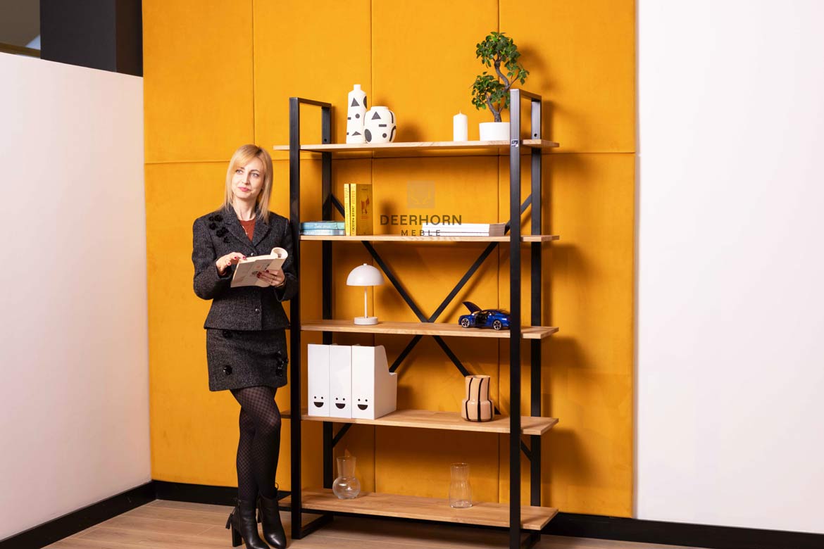 Bibliothèque à la mode pour le bureau ou l'étude avec 5 étagères