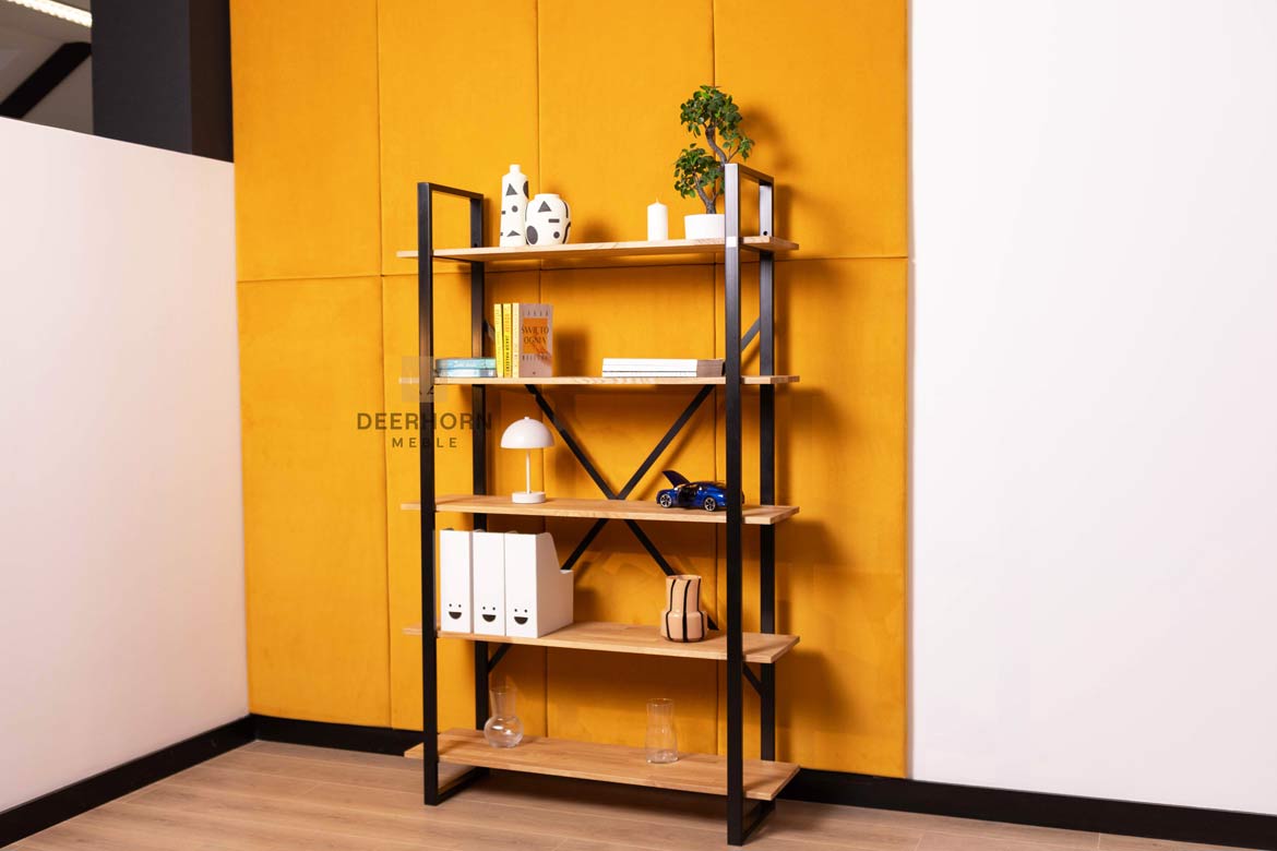 Bibliothèque à la mode pour le bureau ou l'étude avec 5 étagères blanc