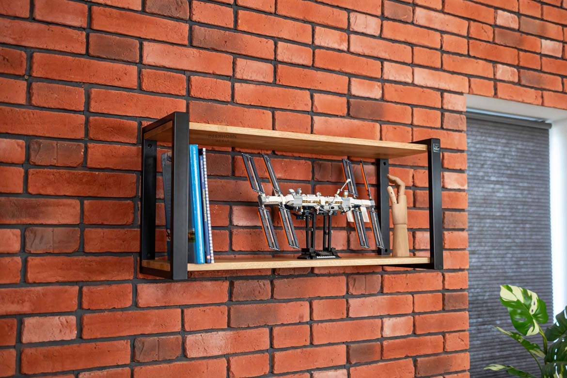 Etagère suspendue de style loft en bois et métal blanc