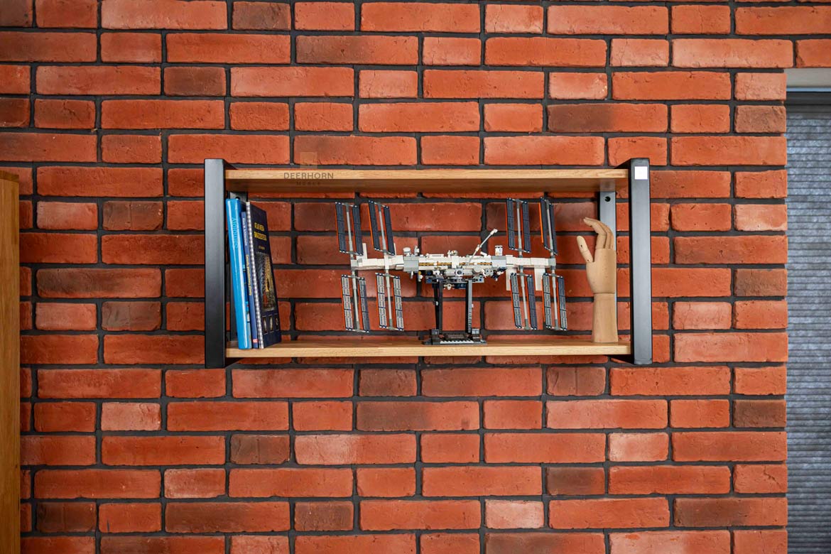 Etagère suspendue de style loft en bois et métal blanc