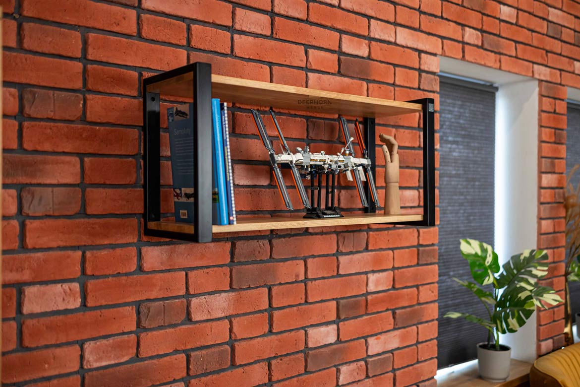 Etagère suspendue de style loft en bois et métal blanc