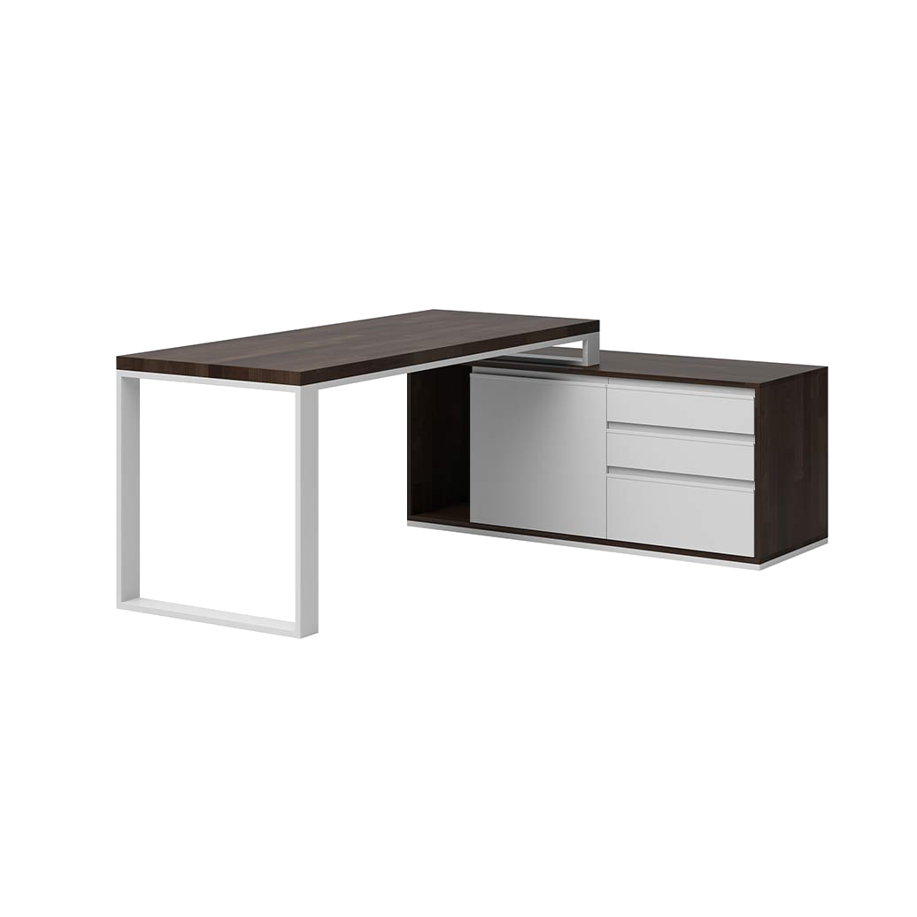 Bureau d'angle pour le bureau et la maison avec plateau en bois noir