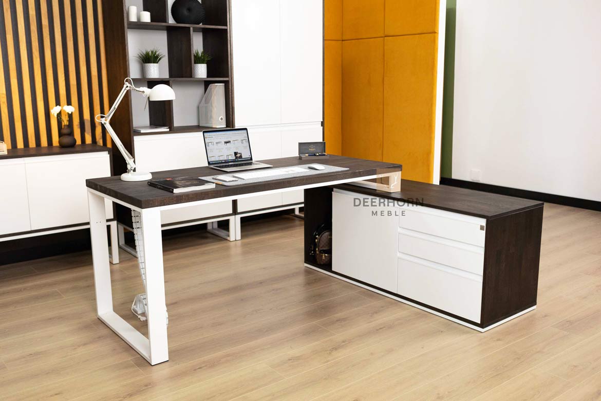 Bureau d'angle pour le bureau et la maison avec plateau en bois noir