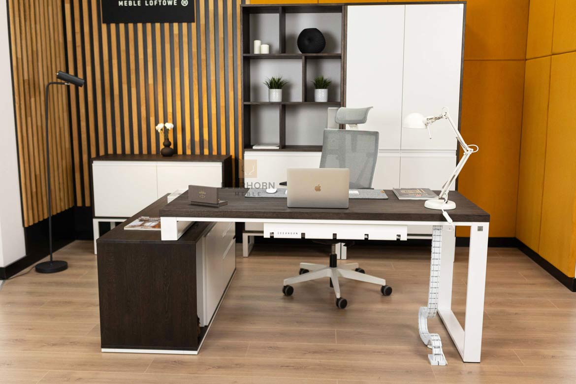 Bureau d'angle pour le bureau et la maison avec plateau en bois noir