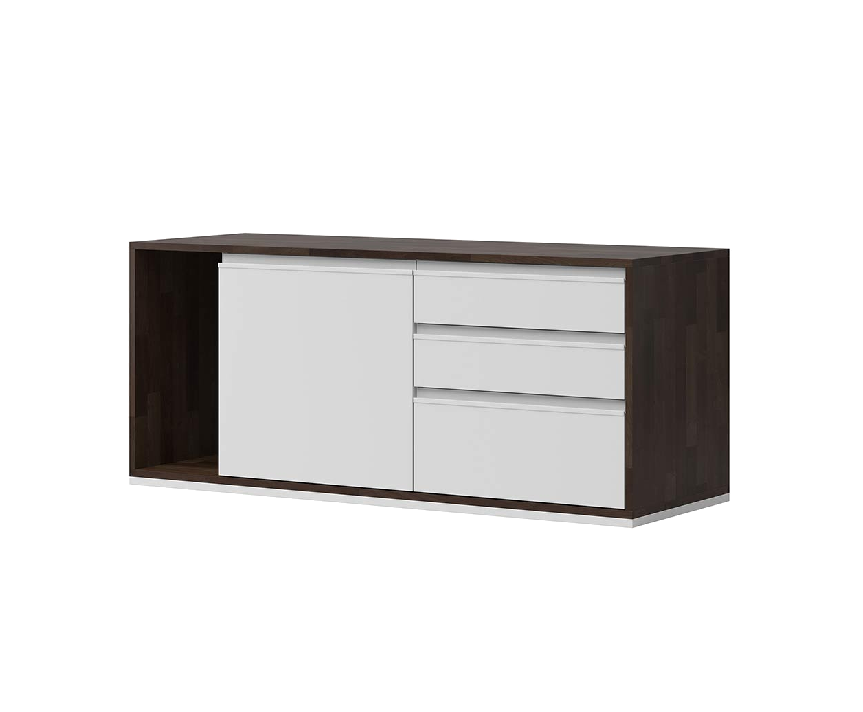 Meuble à tiroirs et étagère de bureau en ébène