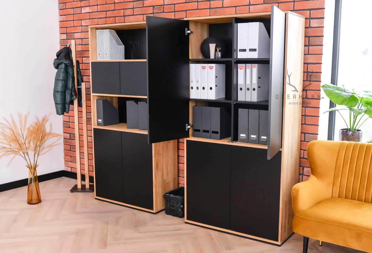 Armoire de bureau noire de la collection modern loft office slim
