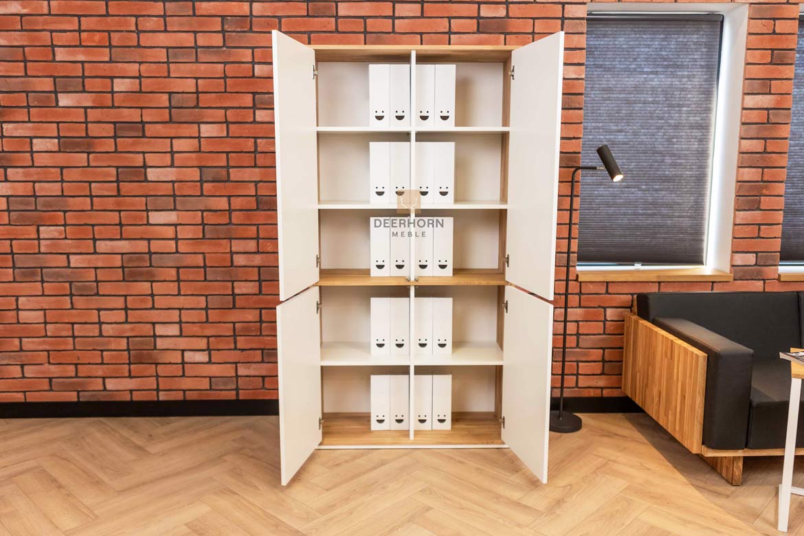 Armoire blanche à quatre portes pour bureau et loft slim