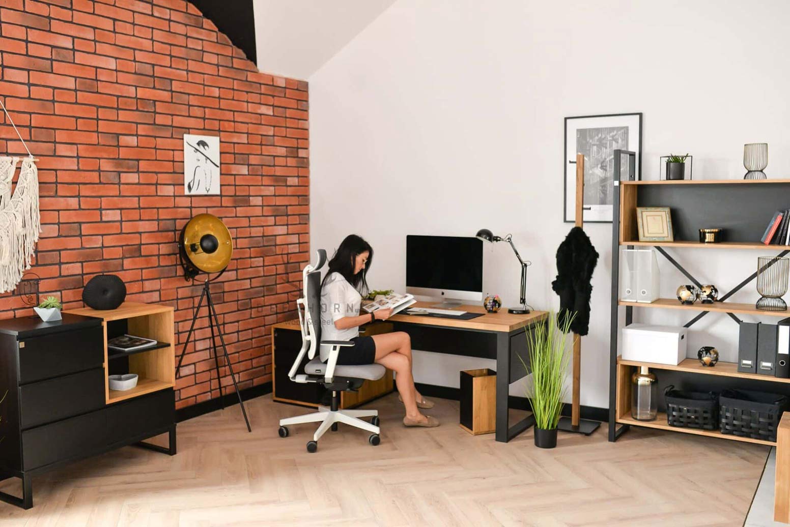 Bureau avec plateau en bois Loft Office Plus Left