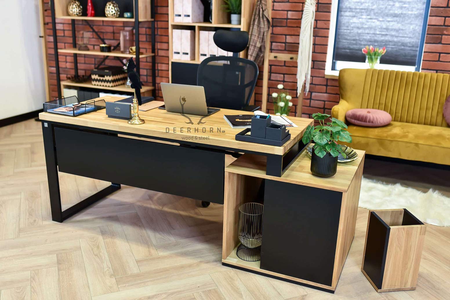 Bureau avec plateau en bois Loft Office Plus Left
