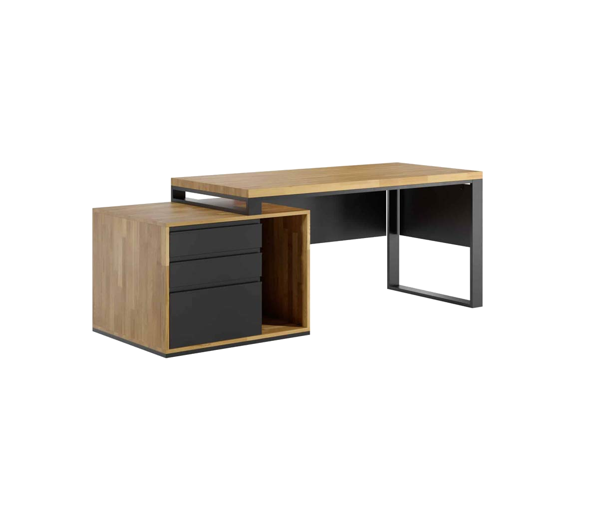 Bureau avec plateau en bois Loft Office Plus Left
