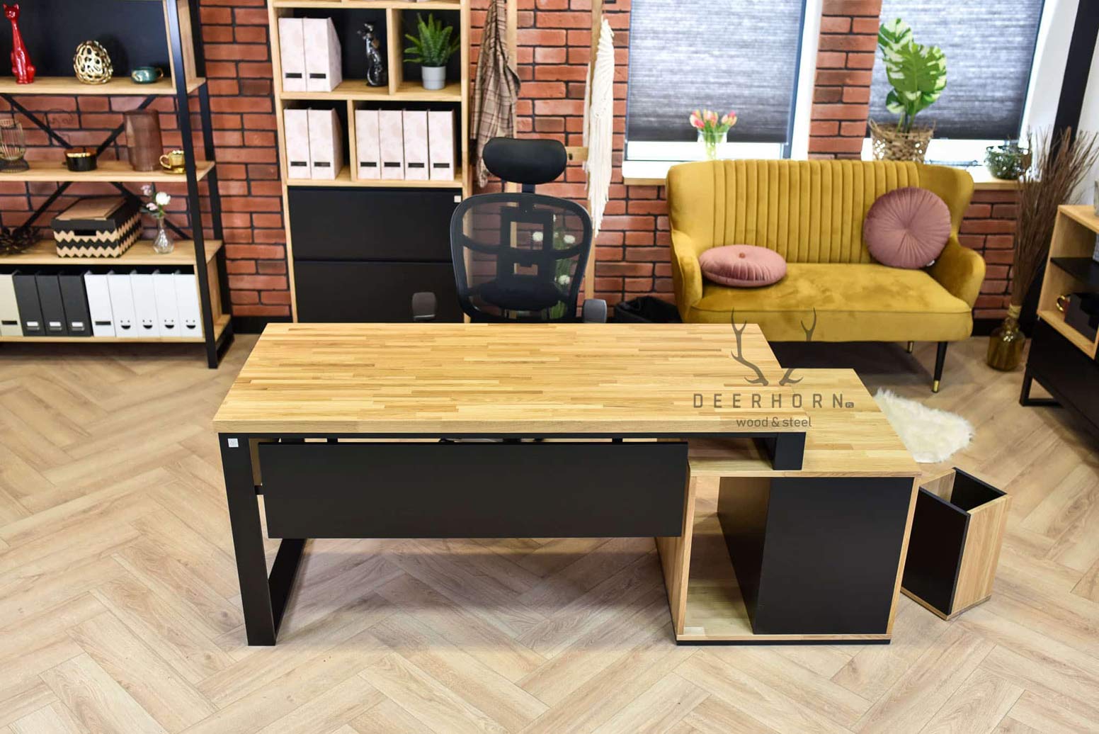 Bureau avec plateau en bois Loft Office Plus Left