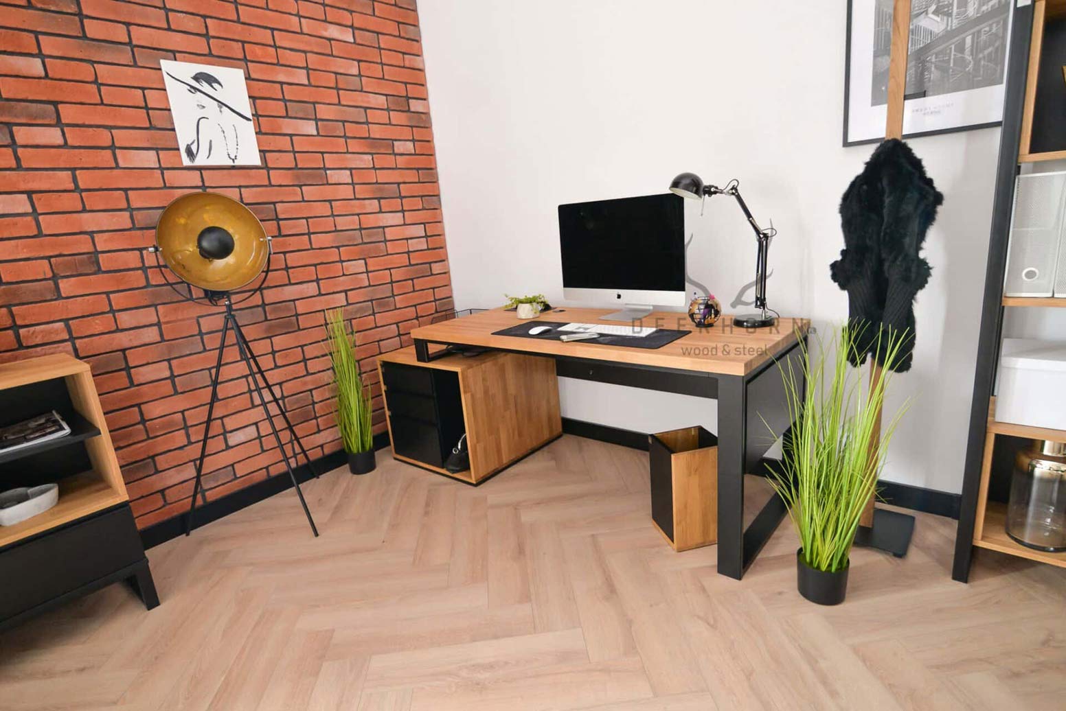 Bureau avec plateau en bois Loft Office Plus Left
