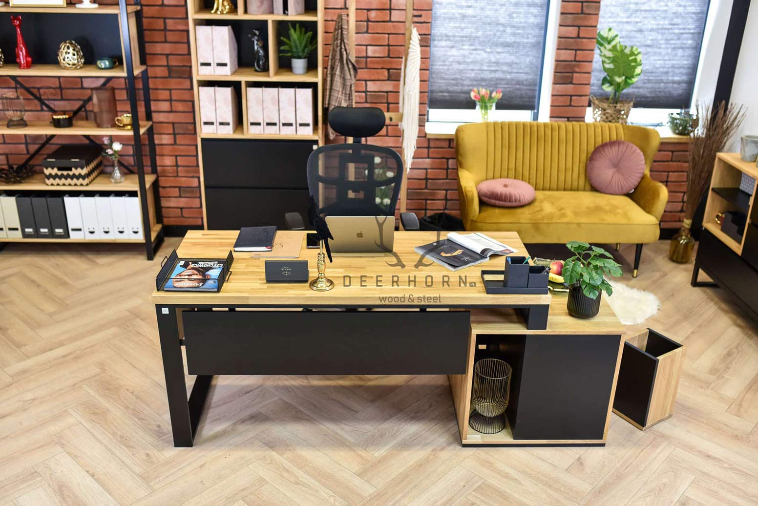 Bureau avec plateau en bois Loft Office Plus Left