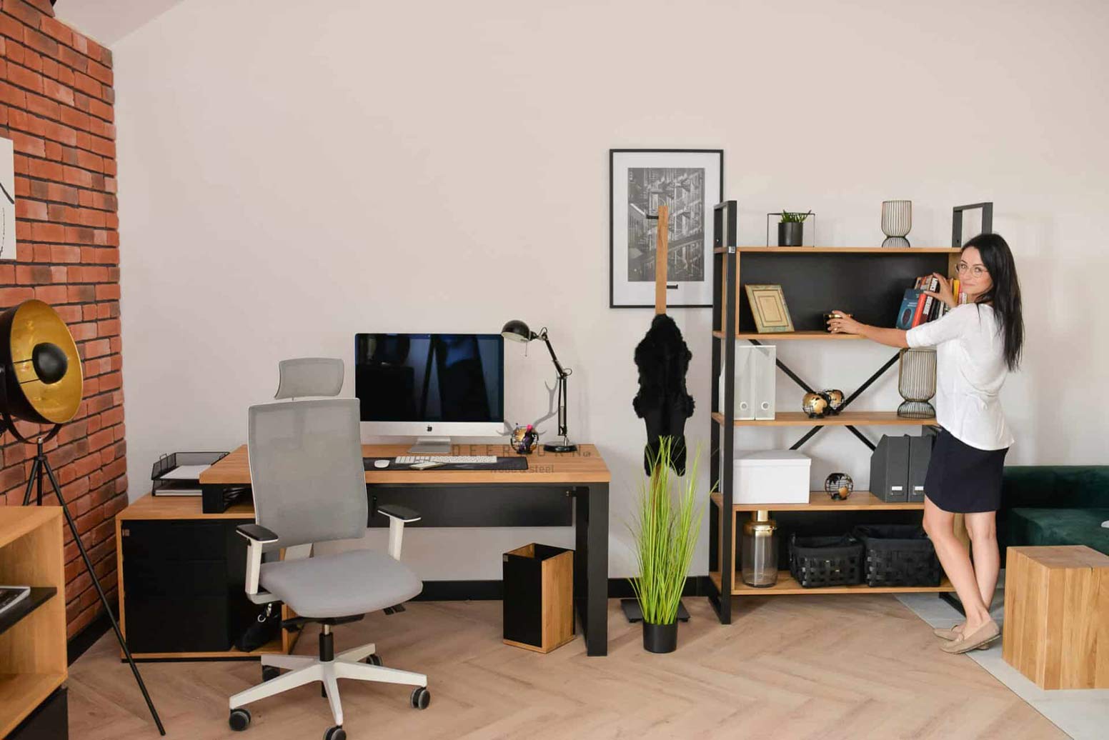 Bureau avec plateau en bois Loft Office Plus Left