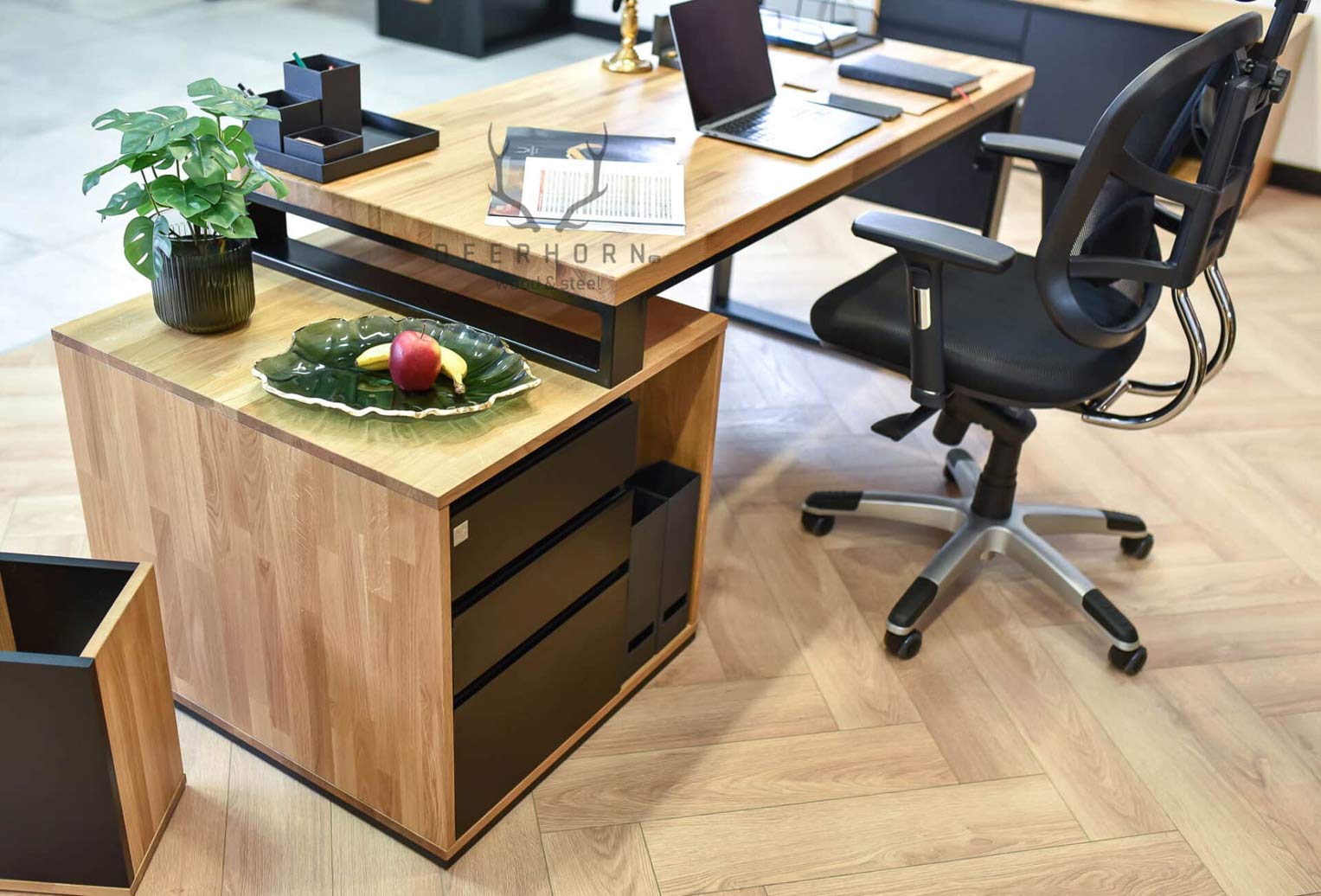 Bureau avec plateau en bois Loft Office Plus Left