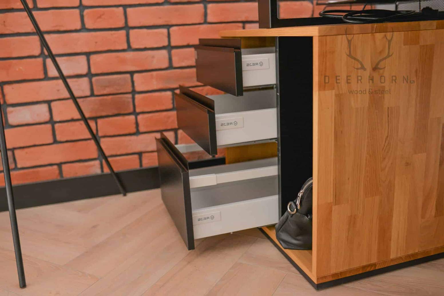 Bureau avec plateau en bois Loft Office Plus Left