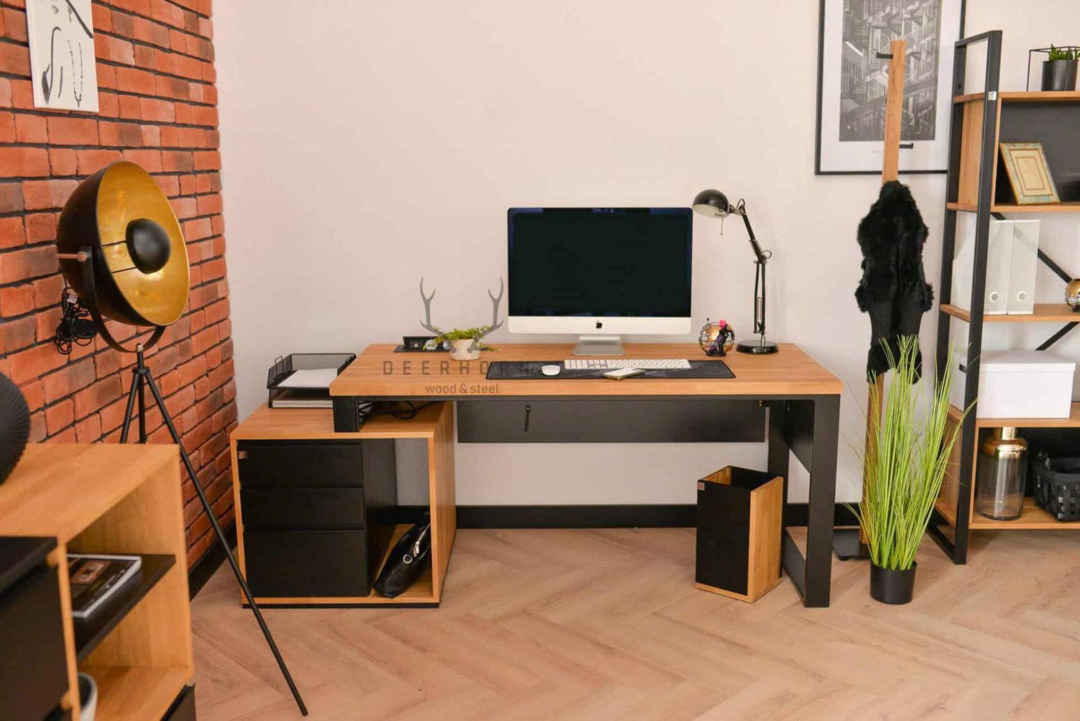 Bureau avec plateau en bois Loft Office Plus Left