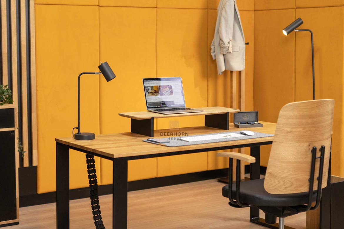 Grand bureau avec plateau plat en bois modern slim