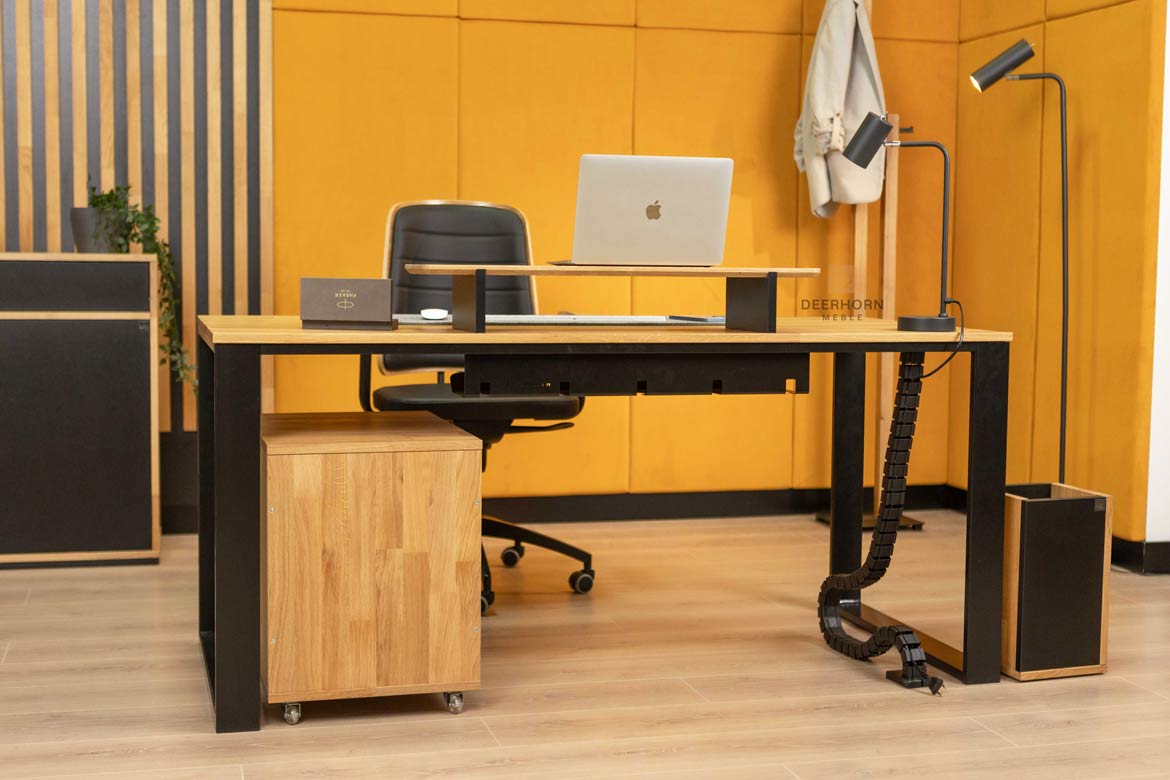 Grand bureau avec plateau plat en bois modern slim