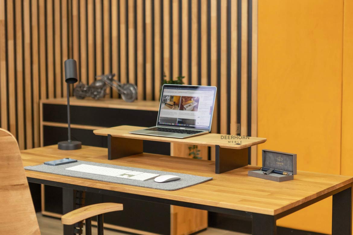 Grand bureau avec plateau plat en bois modern slim