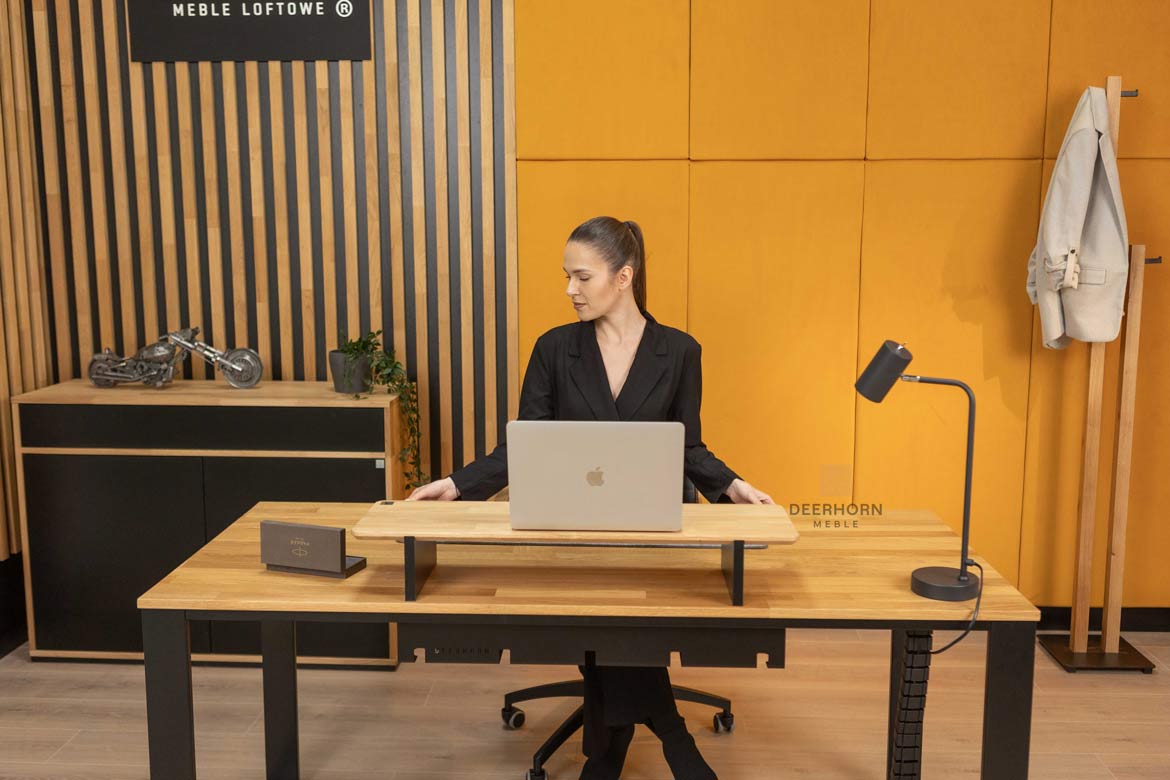 Grand bureau avec plateau plat en bois modern slim