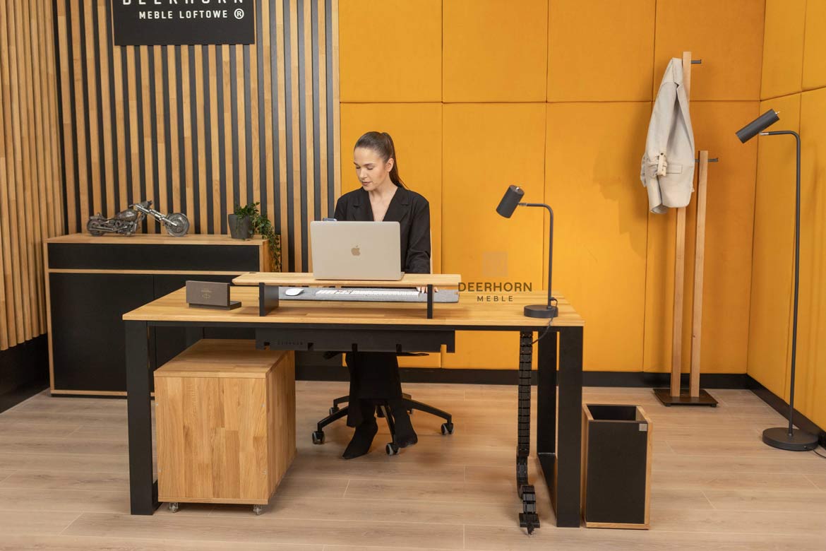 Grand bureau avec plateau plat en bois modern slim