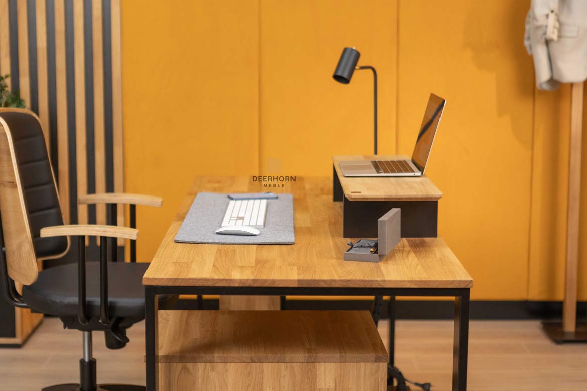 Grand bureau avec plateau plat en bois modern slim