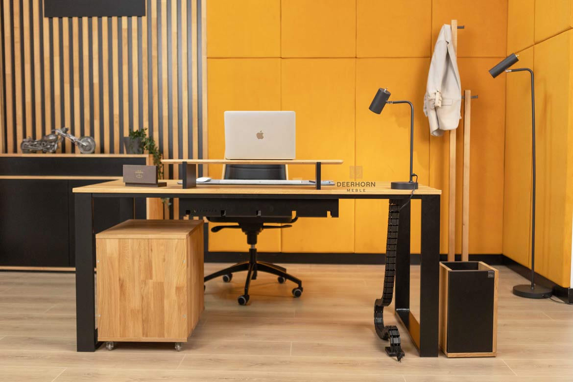 Grand bureau avec plateau plat en bois modern slim