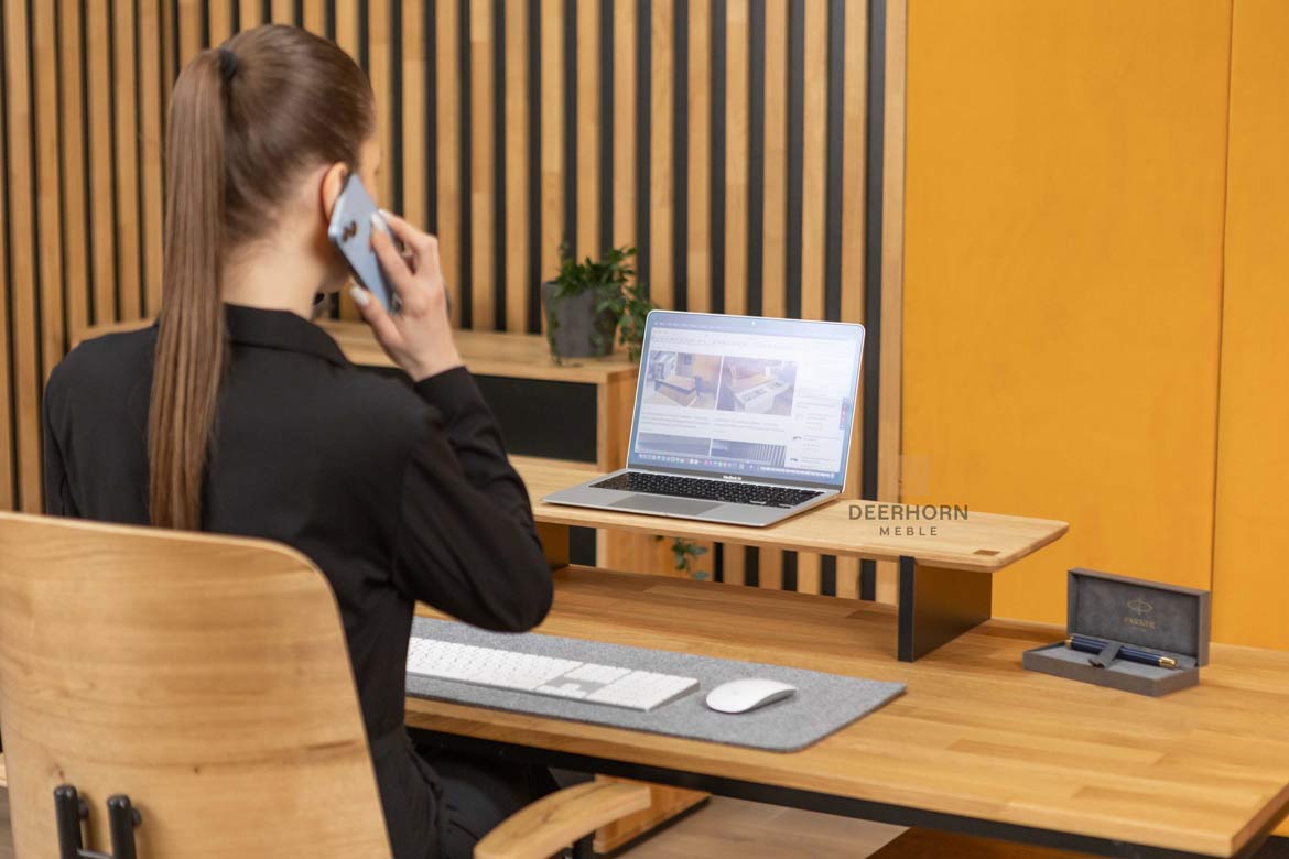 Grand bureau avec plateau plat en bois modern slim